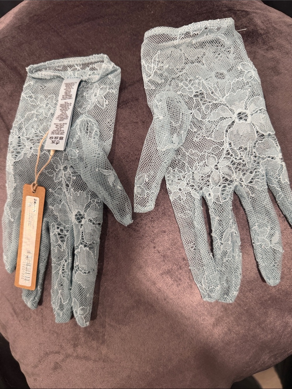 SKIMS ULTRA FINE LACE MESH GLOVES DENIM